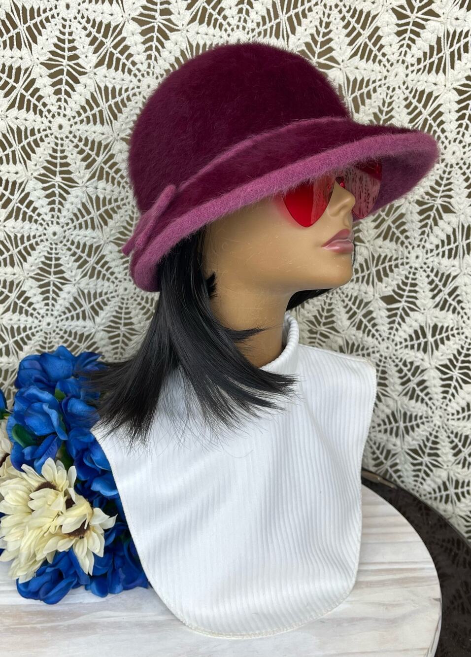 1990’s Plum Kangol Design Fugora Astra Angora Bucket Hat